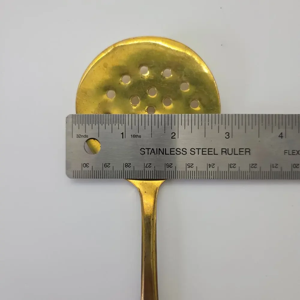 Vintage Brass Slotted Serving Spoons Set of 4 Gold Cocktail Bar Olive Spoon